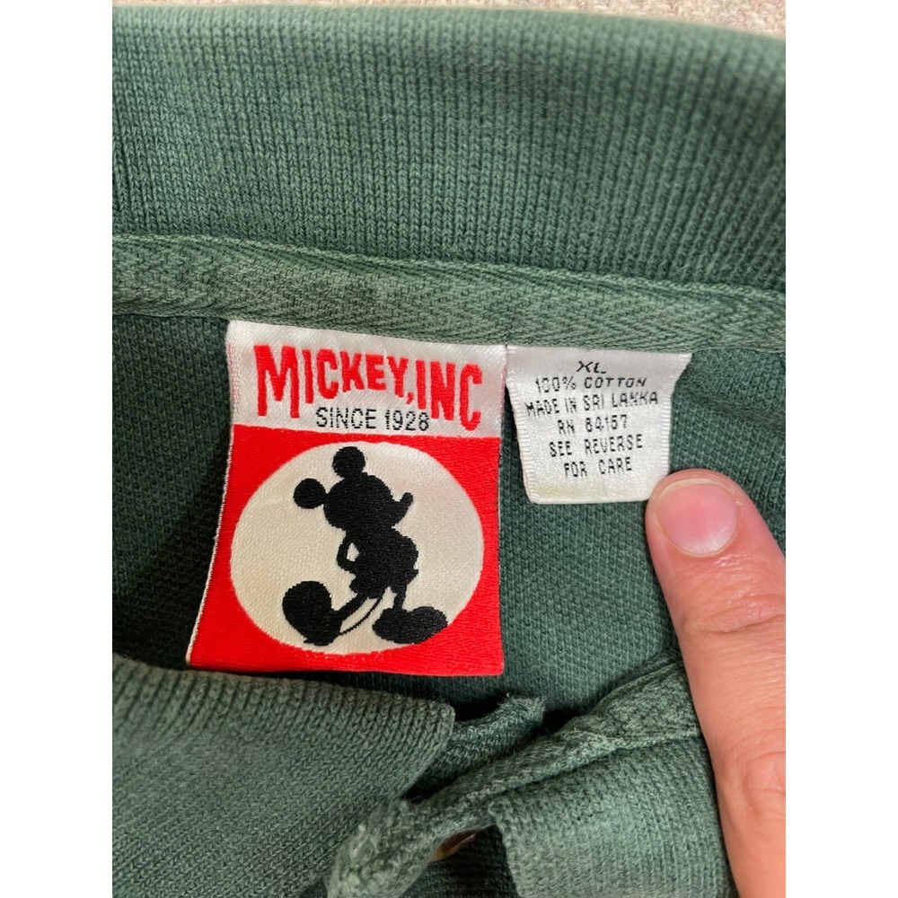 Vintage Mickey Mouse Long Sleeve Polo Shirt Men Extra Large Green 1990s Disney‎ - Picture 4 of 7